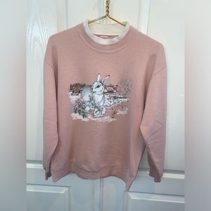 Vintage 80’s Pink Bunny Collared Sweatshirt Tag Missing L ?